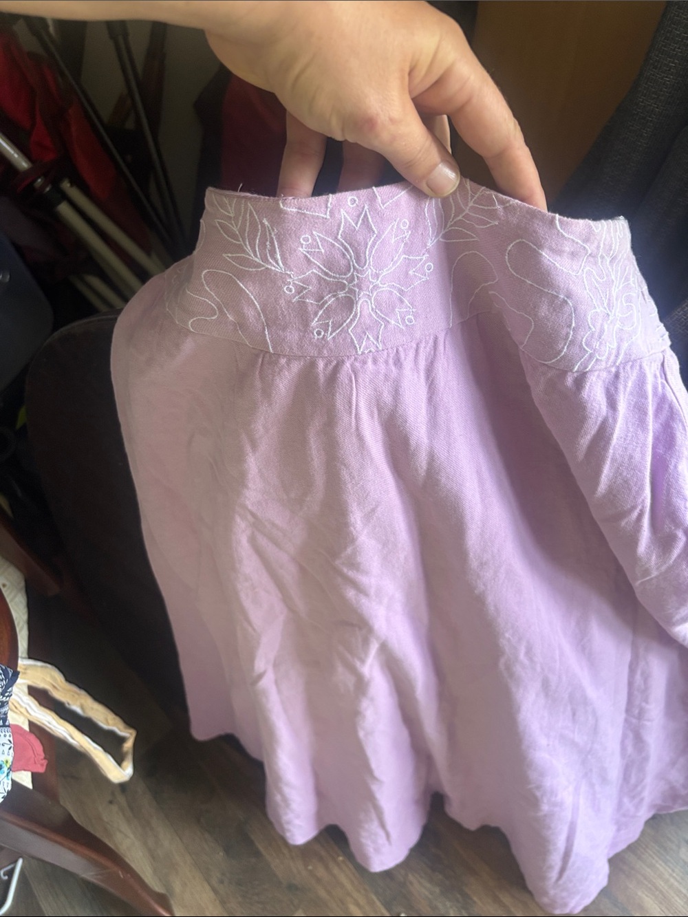 Free People Lilac Embroidered Waist Midi Skirt
